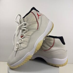 Nike Jordan Men Sneakers Leather Retro Basketball White Red Size 10.5 Low Top